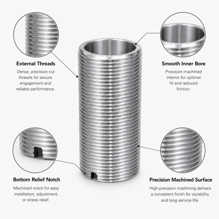 Precision CNC Machined External Threaded Sleeve